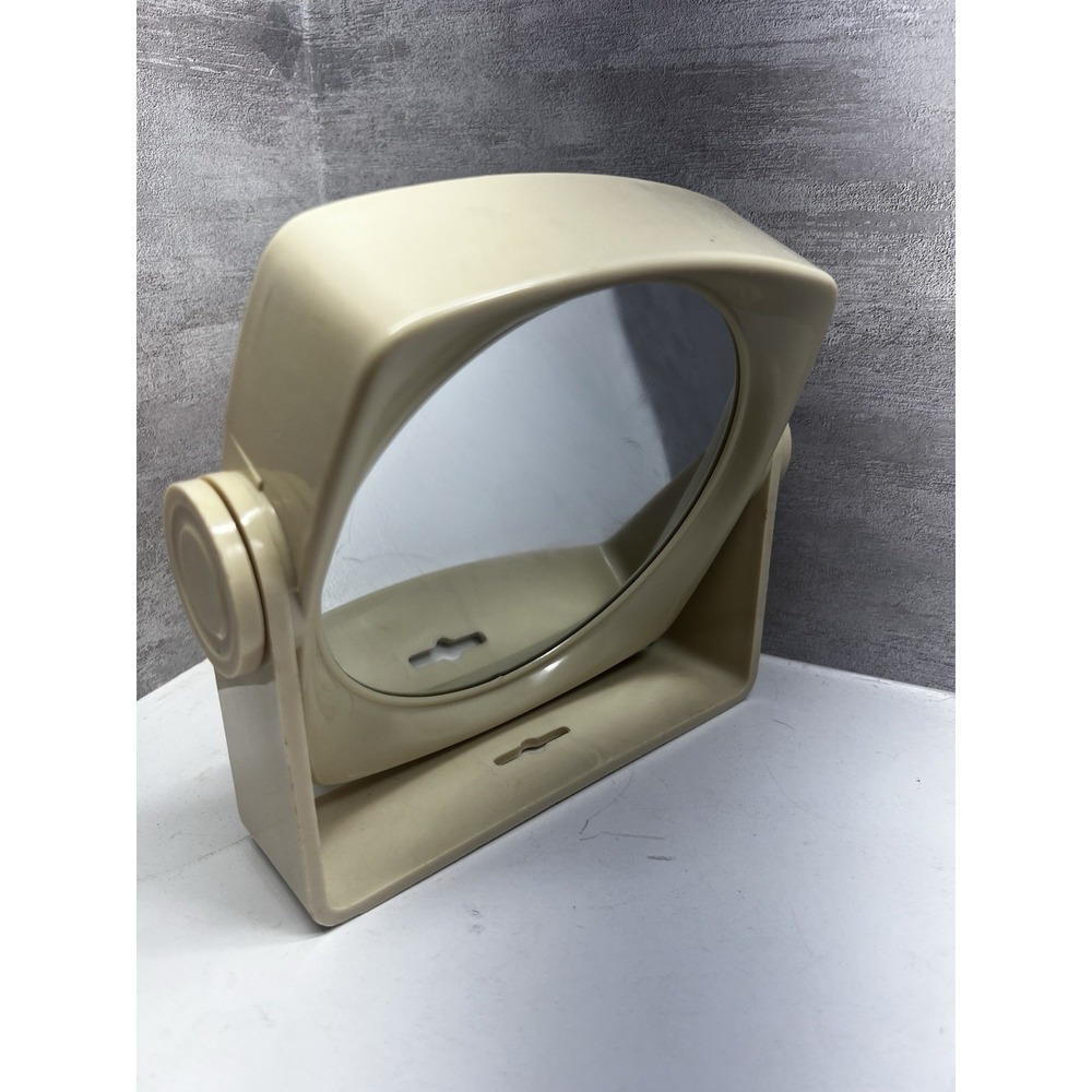 Vintage Ivory Acrylic Flip Mountable Or Table Vanity Mirror 2 Sided - Picture 3 of 6